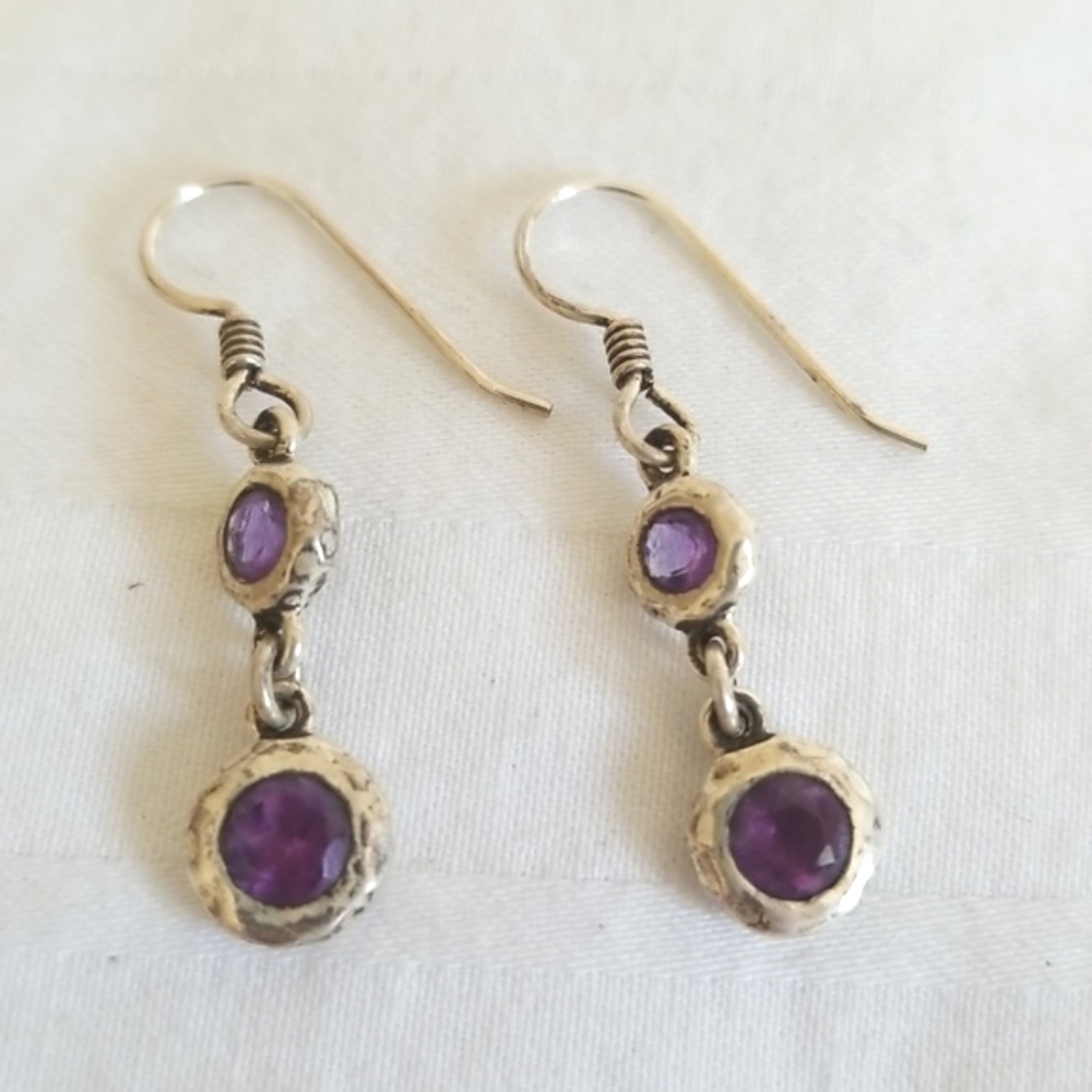 Vintage Zina Sterling Silver Amethyst  Earrings